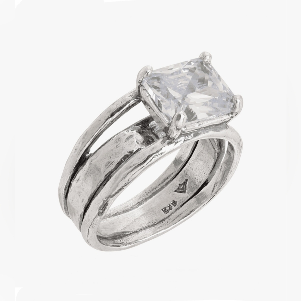 Silpada 925 Sterling Silver Sevilla Later CZ Ring